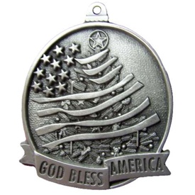 Engravable God Bless America Pewter Ornament