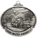 Personalized Pewter God Bless America Scene Ornament