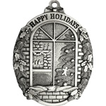 Personalized Window Scene Pewter Christmas Ornament