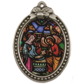 Personalized Stained Glass Nativity Ornament