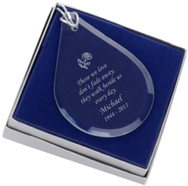 Glass Teardrop Engraved Ornament