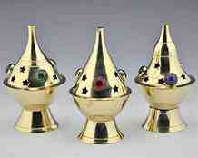 Wholesale Brass Cone Burner with Beads - 4" Height