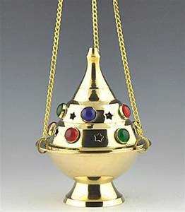 Wholesale Brass Hanging Censer Burner with Beads - 5" Height
