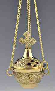 Wholesale Cross Carved Brass Hanging Censer Burner