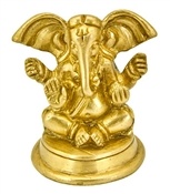 Ganesh Sitting on Round Base Brass Statue