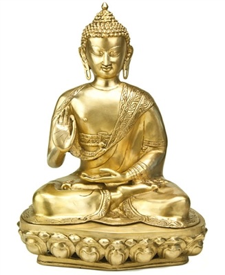 Buddha Sitting Blessing Hand Brass Statue