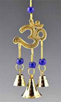 CLB21<br><br> 4 Pieces Om Brass Chime with Beads - 9"L