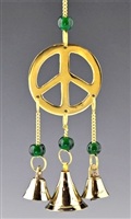 CLB28<br><br>  4 Pieces Peace Sign Brass Chime with beads - 9"L