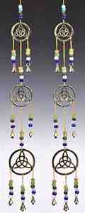 CLB77<br><br> 2 Pieces Triple Triquetra Brass Chime with Beads - 25"L