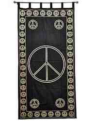 Wholesale Curtain - Gold Print Peace Sign Curtain