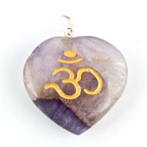 Wholesale Amethyst Heart Om Symbol Pendant