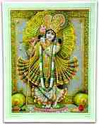 POS107<br><br> Lord Krishna Playing Flute Poster on Cardboard - 15"x20"