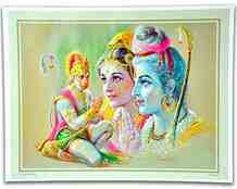 POS177<br><br> Sita Ram Blessesing Hanuman Poster on Cardboard - 15"x20"
