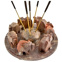 Wholesale Soapstone Elephant Ring Incense Burner