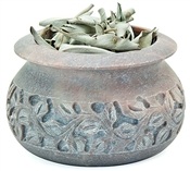 Wholesale Floral Carved Smudge Pot