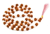 Wholesale Rose Quartz & Rudraksha Prayer Mala