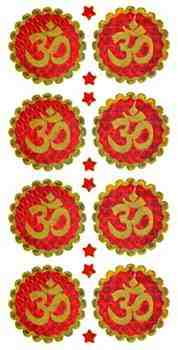 Om Symbol in Red and Gold Stickers