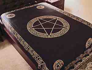 Wholesale Tapestry - Gold Print Pentacle Tapestry/Bedspread