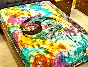 Wholesale Tapestry - Tie Die Twin Dragon Tapestry/Bedspread