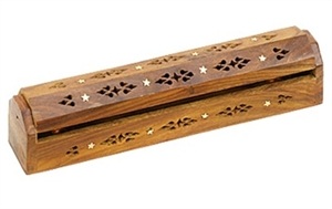 WBR04<br><br>  2 Pieces Star Wooden Incense Box Burner - 12"L