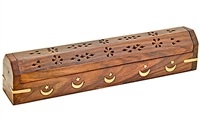 WBR05<br><br> 2 Pieces Moon & Star Wooden Incense Box Burner - 12"L