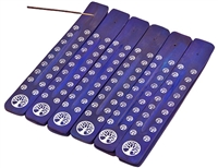 WBR09P<br><br> 12 Pieces Tree of Life Wooden Incense Boat Burner Set in Purple - 10"L