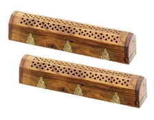 WBR71<br><br> 2 Pieces Wooden Buddha Sticks/cone Box Burner 12"L