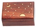 <!WBX50>Celestial Brass Inlay Wooden Box - 4" x 6"