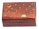 <!WBX50>Celestial Brass Inlay Wooden Box - 4" x 6"