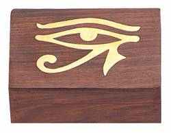 WBX64<br><br> Egyptian Eye Carved Wooden Box - 4"x6