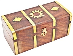 WBX90<br><br> *Sun Brass Inlay Wooden Box 8"x 4" x 3.5"