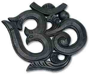 WHN01<br><br> Om Wood Wall Hanging Black 8"H, 9"W