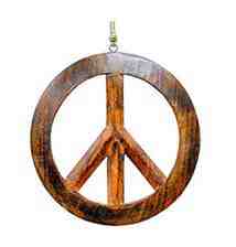 Wholesale Peace Sign Wooden Wall Hanging with Hemp Cord