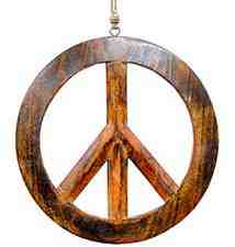 Wholesale Peace Sign Wooden Wall Hanging with Hemp Cord