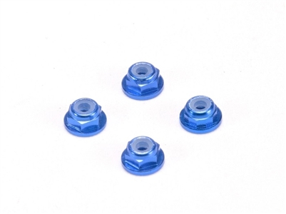 PN Racing Alm. 2mm Flanged Wheel Lock Nut - Blue - 200409B