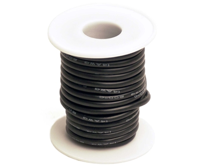 14 Gauge Silicone Ultra-Flex Wire; 25' Spool (Black) RCE1203