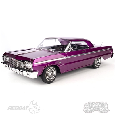 SixtyFour RC Car - 1:10 1964 Chevrolet Impala Hopping Lowrider, Purple Kandy & Chrome Edition