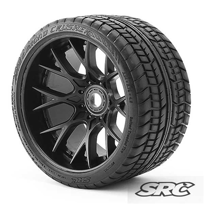 Monster Truck Road Crusher Belted tire Pre-Glued with WHD Black wheel (2)