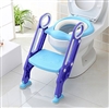 Potty Toilet Seat Adjustable Baby Toddler Kid Toilet Trainer with Step Stool Ladder for Boys and Girls-Blue-Purple Pattern