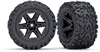 Traxxas Tires & wheels, assembled, glued (2.8') (Rustler 4X4 black wheels, Talon Extreme tires, foam inserts) (2) (TSM rated) TRA6773