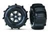 Traxxas Tires & Wheels, Assembled, Glued (X-Maxx Black Wheels, Paddle Tires, Foam Inserts) (Left & Right) (2) TRA7773