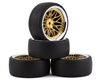 Spec D Pre-Mounted Drift Tires w/LS Mesh Wheels (Chrome/Gold) (4) w/12mm Hex & 6mm Offset - YEA-WL-0099