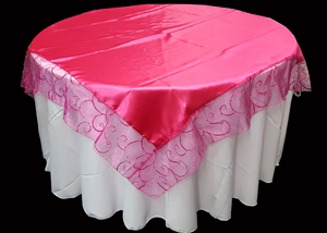 Bridal Satin With Swirl Organza Table Overlay