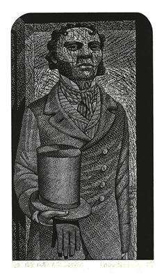 Signed wood engraving by Harry Brockway