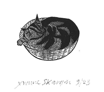 Signed wood engraving by Yvonne Skargon