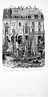 Signed wood engraving by Frank Martin