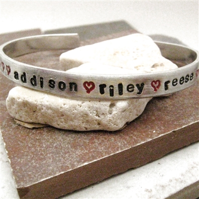 Personalized Mother's Bracelet, Aluminum Cuff