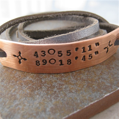 Copper Latitude Longitude Bracelet