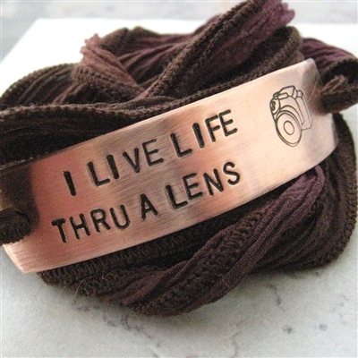 Photography Wrap Bracelet, I Live Life Thru a Lens, silk ribbon