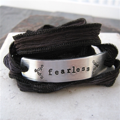 Fearless Bracelet, silk ribbon wrap